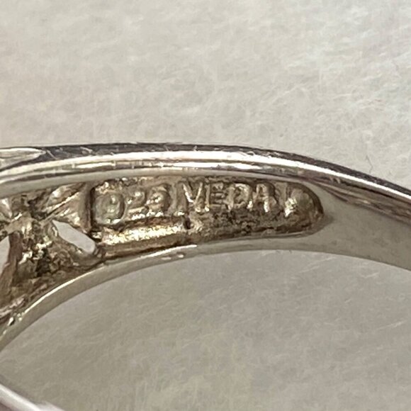 Sterling Silver 925 MEDA Multi Stone Round CZ Vintage Style Band Ring Sz 6.75 - Picture 8 of 16